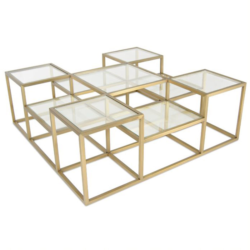 Кофейный стол Elodia Coffee Table Прозрачное Стекло матовое золото Кофейный стол Elodia Coffee Table Прозрачное Стекло матовое золото в Волгограде | Loft Concept