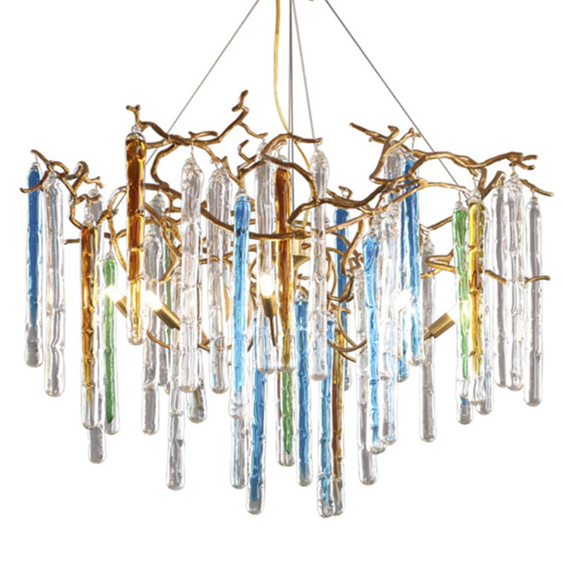 Люстра Waterfall Chandelier Blue Золотой Прозрачный Голубой Люстра Waterfall Chandelier Blue Золотой Прозрачный Голубой в Волгограде | Loft Concept