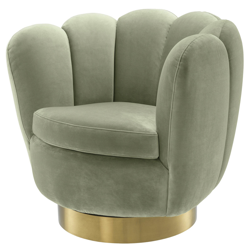 Кресло Eichholtz Swivel Chair Mirage pistache green Зеленый шалфей Матовая латунь Кресло Eichholtz Swivel Chair Mirage pistache green Зеленый шалфей Матовая латунь в Волгограде | Loft Concept