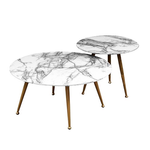 Комплект из двух столов Marble & Brass Латунь Белый Комплект из двух столов Marble & Brass Латунь Белый в Волгограде | Loft Concept