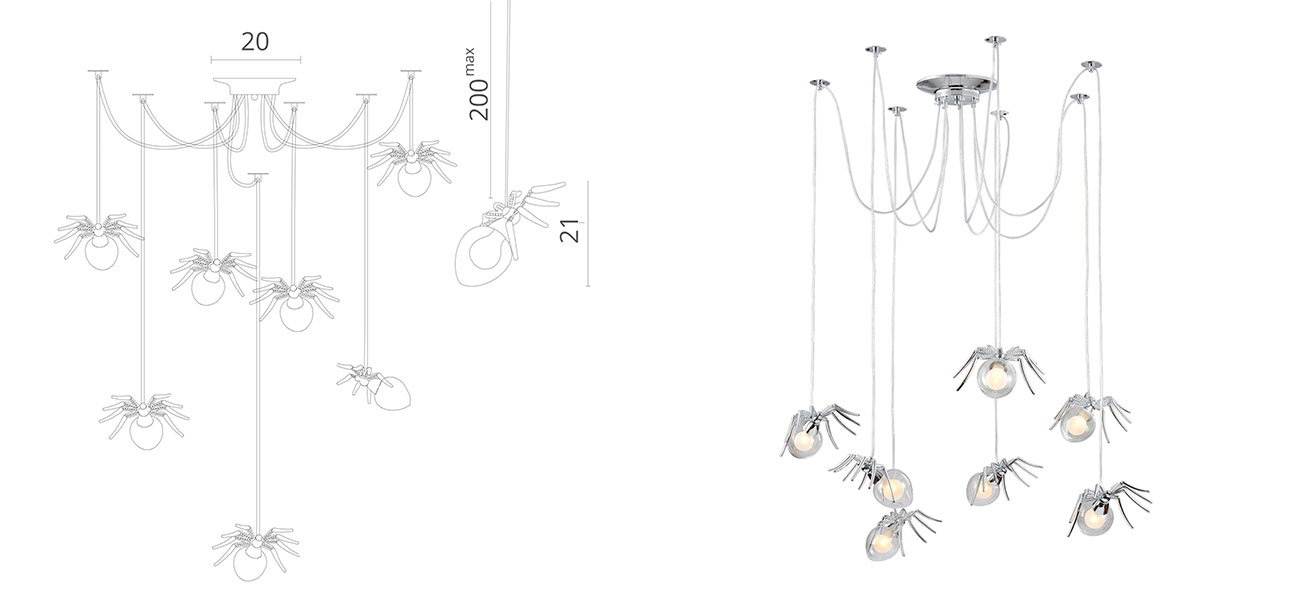 Люстра серебряная Паук Spiders lamp 7 - фото №1