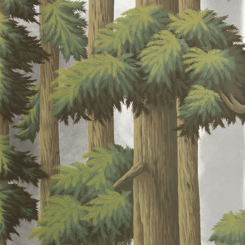 Обои ручная роспись Redwoods Sequoia on Sterling Silver gilded paper Обои ручная роспись Redwoods Sequoia on Sterling Silver gilded paper в Волгограде | Loft Concept