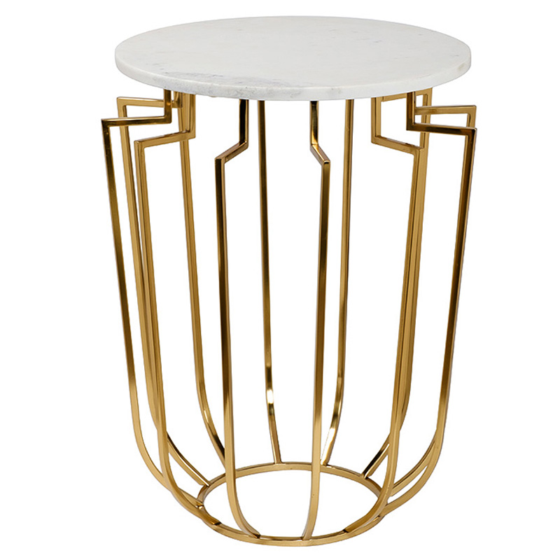 Приставной стол Embret Marble Side Table Глянцевое золото Белый Мрамор Bianco Приставной стол Embret Marble Side Table Глянцевое золото Белый Мрамор Bianco в Волгограде | Loft Concept