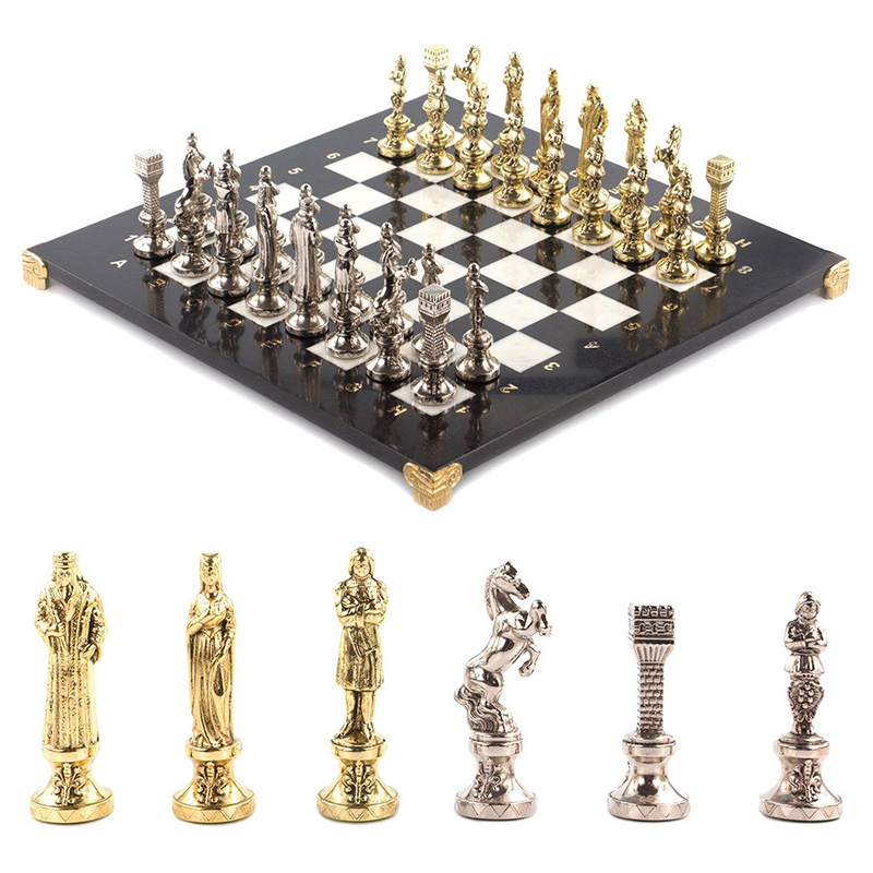 Шахматы Ренессанс с доской из натурального мрамора Decorative Thematic Chess Золотой Серебряный Черный Белый Шахматы Ренессанс с доской из натурального мрамора Decorative Thematic Chess Золотой Серебряный Черный Белый в Волгограде | Loft Concept