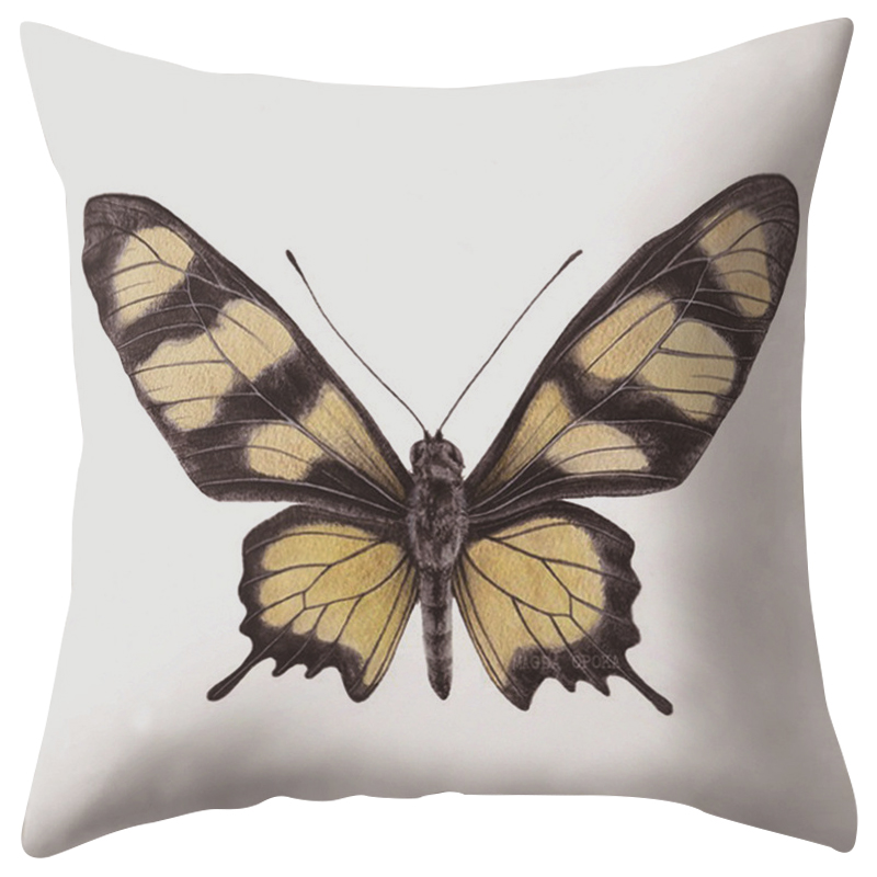 Декоративная подушка Yellow Butterfly Белый Желтый Черный Декоративная подушка Yellow Butterfly Белый Желтый Черный в Волгограде | Loft Concept