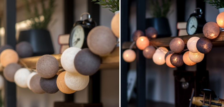 Гирлянда хлопковые фонарики Сotton Ball Clay - Loft-Concept в Волгограде
