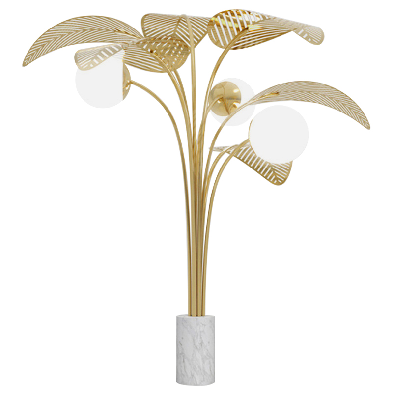 Торшер Palm Tree Light Three Floor Lamp Белый Золотой Белый Мрамор Bianco Торшер Palm Tree Light Three Floor Lamp Белый Золотой Белый Мрамор Bianco в Волгограде | Loft Concept
