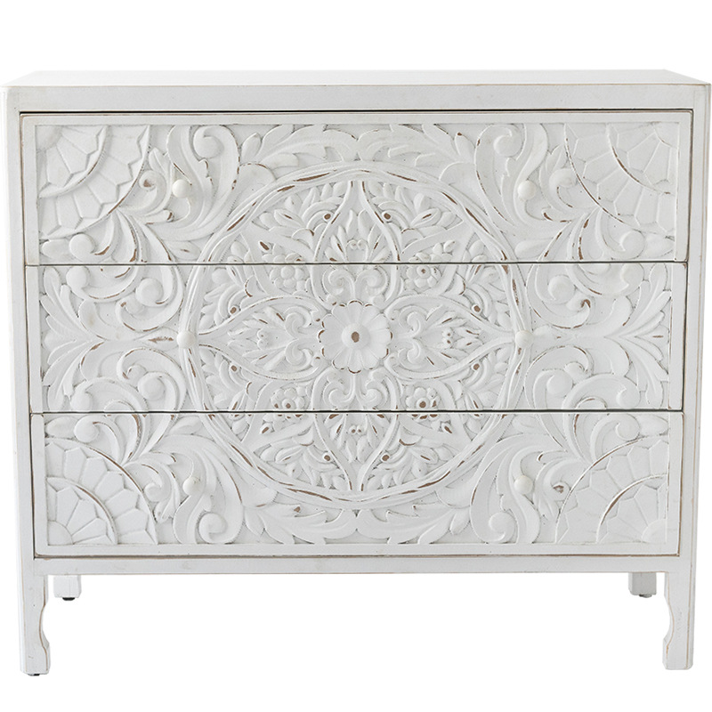 Комод с резным декорированным фасадом Matsi Provence Chest of Drawers Белый Белый Комод с резным декорированным фасадом Matsi Provence Chest of Drawers Белый Белый в Волгограде | Loft Concept
