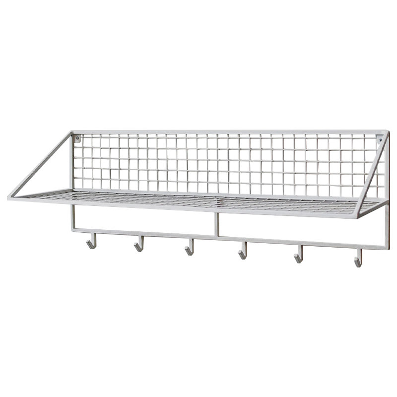 Вешалка с полкой Rhian Industrial Metal Rust Shelf White Белый Вешалка с полкой Rhian Industrial Metal Rust Shelf White Белый в Волгограде | Loft Concept