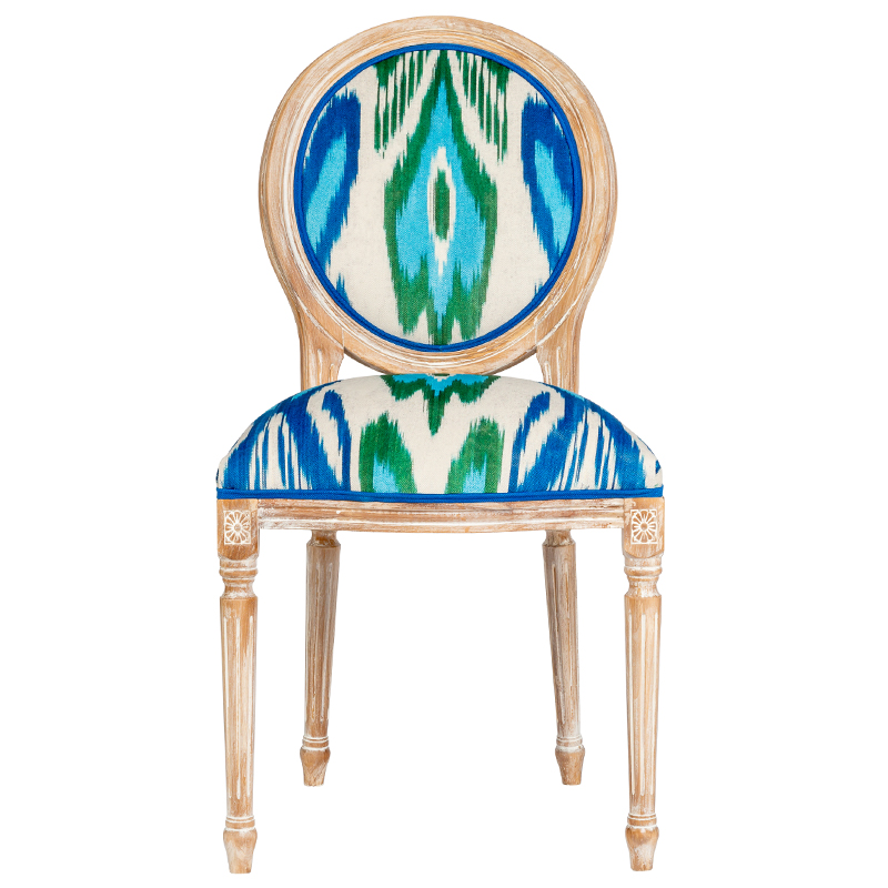 Мягкий стул с узором Ikat Pattern Белый Коричневый Мульти Мягкий стул с узором Ikat Pattern Белый Коричневый Мульти в Волгограде | Loft Concept