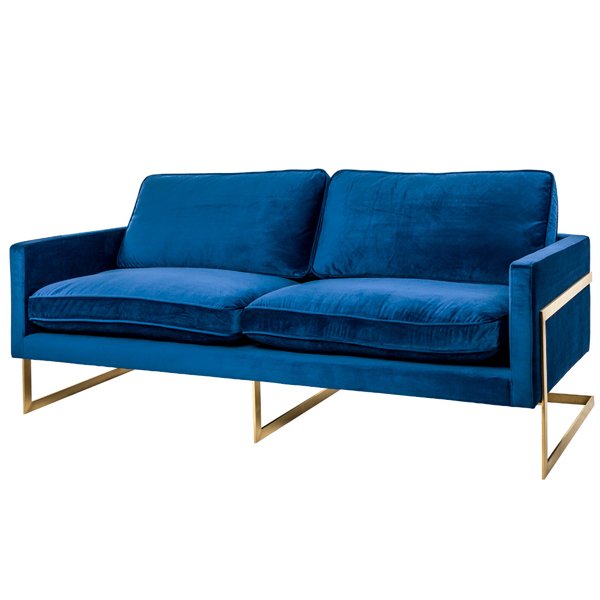 Диван бархатный Accent Velvet Sofa Золотой Синий Диван бархатный Accent Velvet Sofa Золотой Синий в Волгограде | Loft Concept