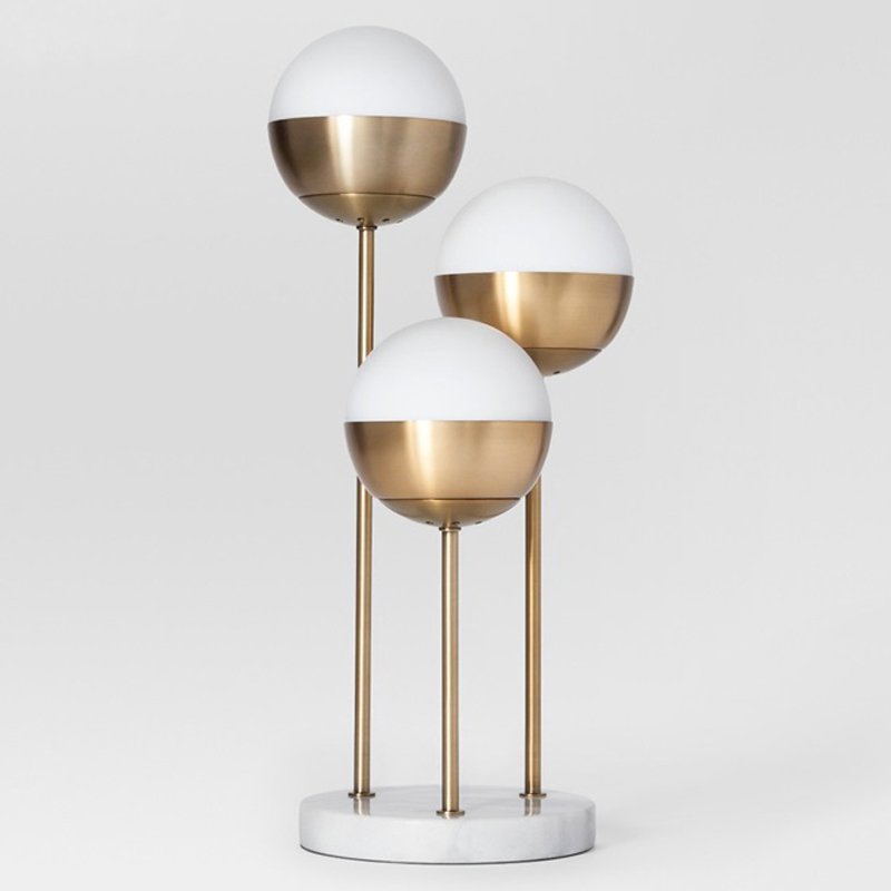 Geneva Glass Table Lamp Triple Globe Белый Латунь Geneva Glass Table Lamp Triple Globe Белый Латунь в Волгограде | Loft Concept