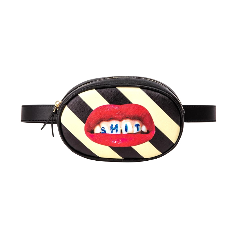Поясная сумка Seletti Shit Striped Черный Красный Белый Поясная сумка Seletti Shit Striped Черный Красный Белый в Волгограде | Loft Concept