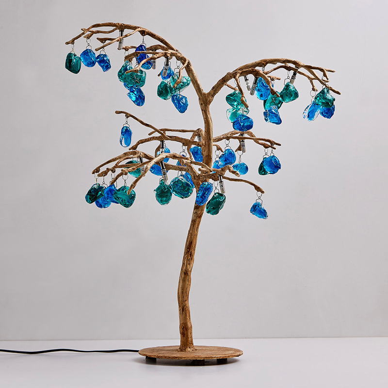 Настольная лампа Precious Tree Table lamp Винтажное Темное Золото Синий Бирюзовый Настольная лампа Precious Tree Table lamp Винтажное Темное Золото Синий Бирюзовый в Волгограде | Loft Concept
