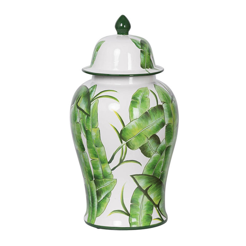 Ваза Vase Green Leaves I Белый Зеленый Ваза Vase Green Leaves I Белый Зеленый в Волгограде | Loft Concept