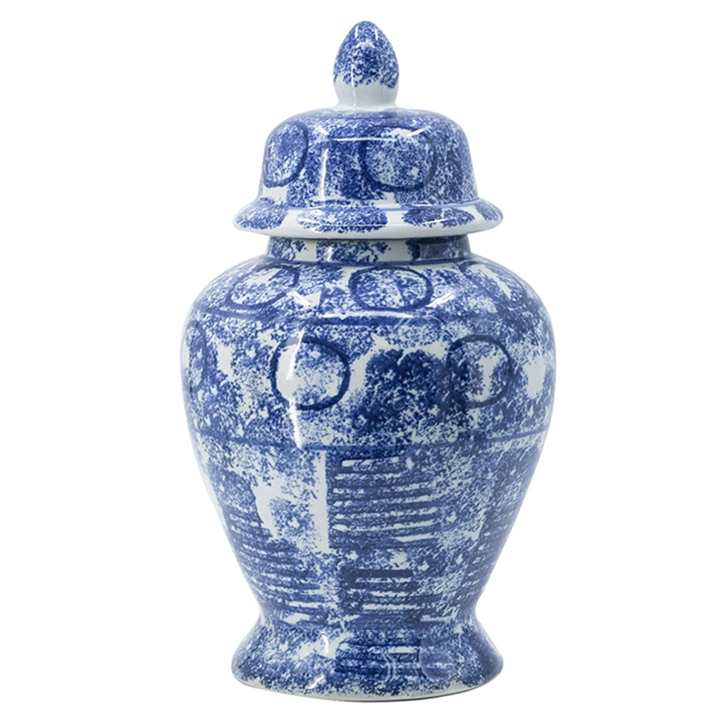 Ваза с крышкой Abstraction Vase Синий Белый Ваза с крышкой Abstraction Vase Синий Белый в Волгограде | Loft Concept