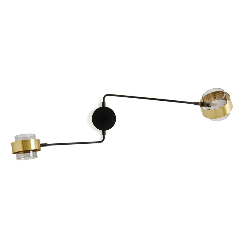 Бра Truvor Sconce Double Стекло Смок Латунь Черный Бра Truvor Sconce Double Стекло Смок Латунь Черный в Волгограде | Loft Concept