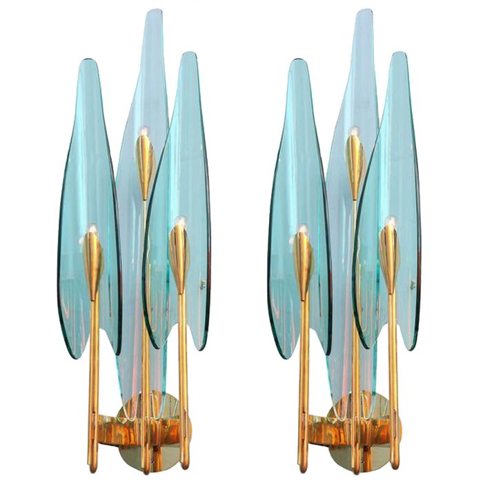 Бра Max Ingrand for Fontana Arte Sconces Золотой Синий Бра Max Ingrand for Fontana Arte Sconces Золотой Синий в Волгограде | Loft Concept