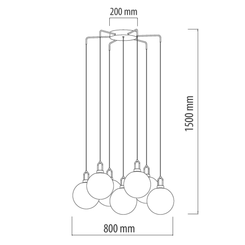 Люстра с 7-ю плафонами из прозрачного стекла в форме шара Orb Cascade  в Волгограде