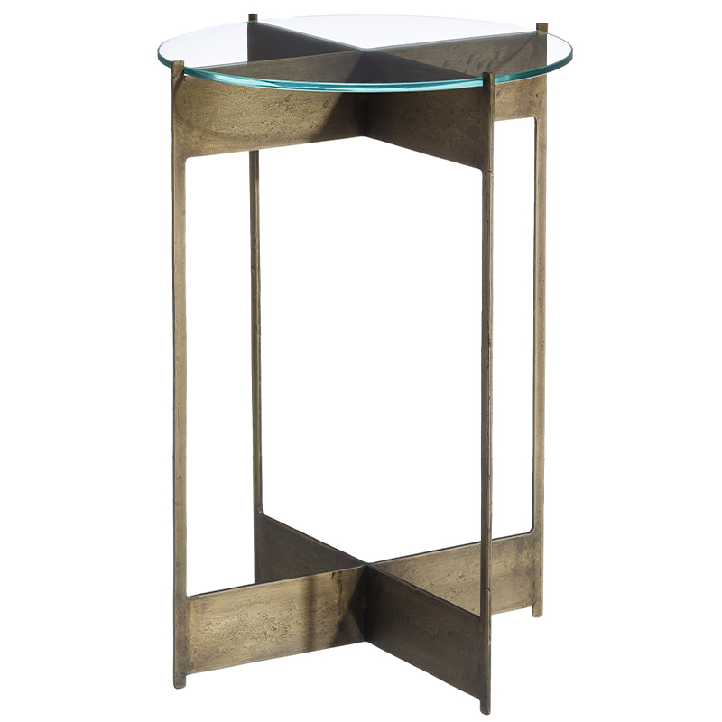 Круглый приставной столик со стеклянной столешницей Lochlan Side Table Бронза Прозрачное Стекло Круглый приставной столик со стеклянной столешницей Lochlan Side Table Бронза Прозрачное Стекло в Волгограде | Loft Concept