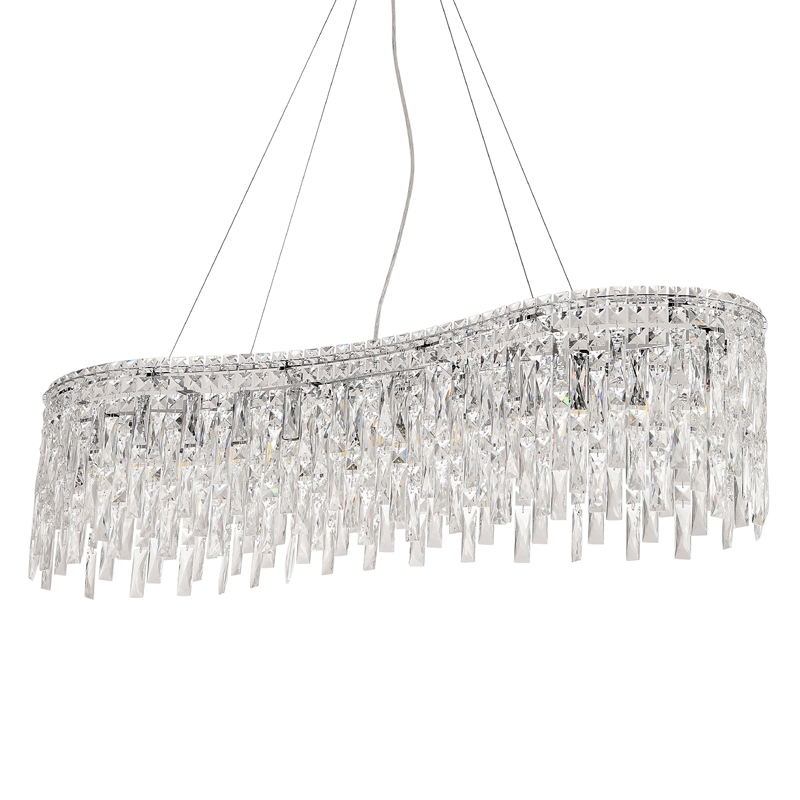 Люстра подвесная вытянутой формы с хрустальными подвесками Ludivine Lighting Хром Прозрачный Люстра подвесная вытянутой формы с хрустальными подвесками Ludivine Lighting Хром Прозрачный в Волгограде | Loft Concept