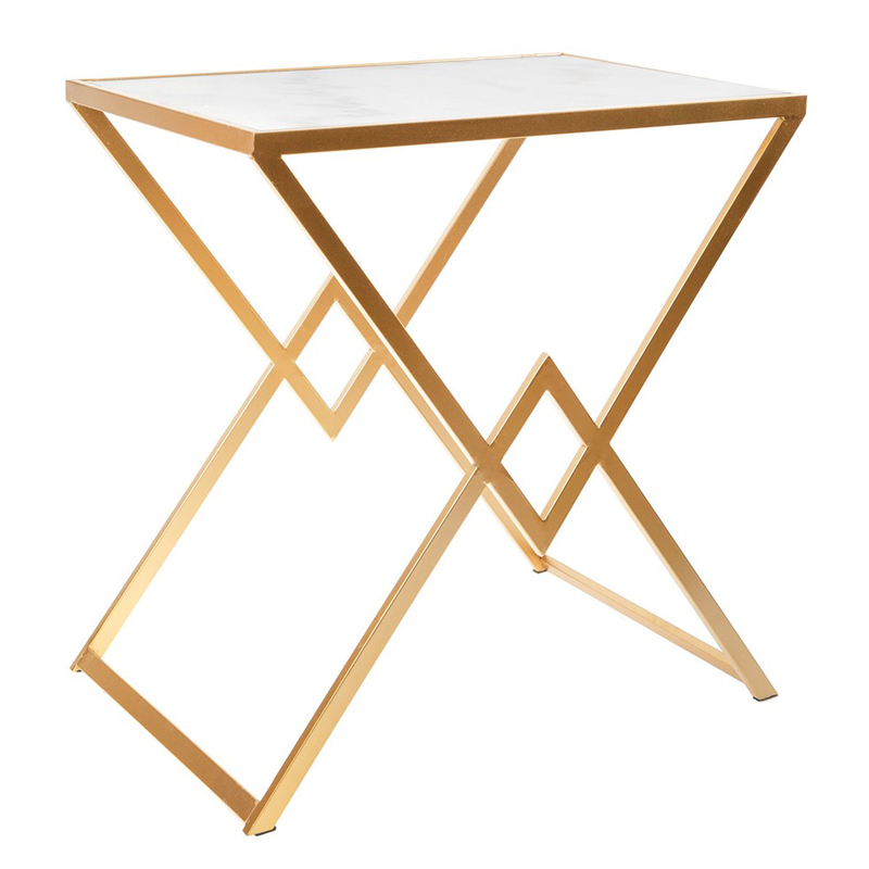 Приставной стол Marble Countertop Table белый мрамор Золотой Белый Приставной стол Marble Countertop Table белый мрамор Золотой Белый в Волгограде | Loft Concept