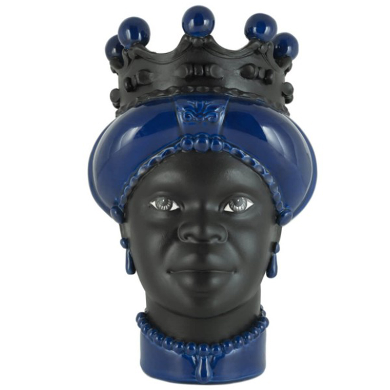 Ваза VASE MORO LADY CROWN DARK blue Черный Синий Ваза VASE MORO LADY CROWN DARK blue Черный Синий в Волгограде | Loft Concept