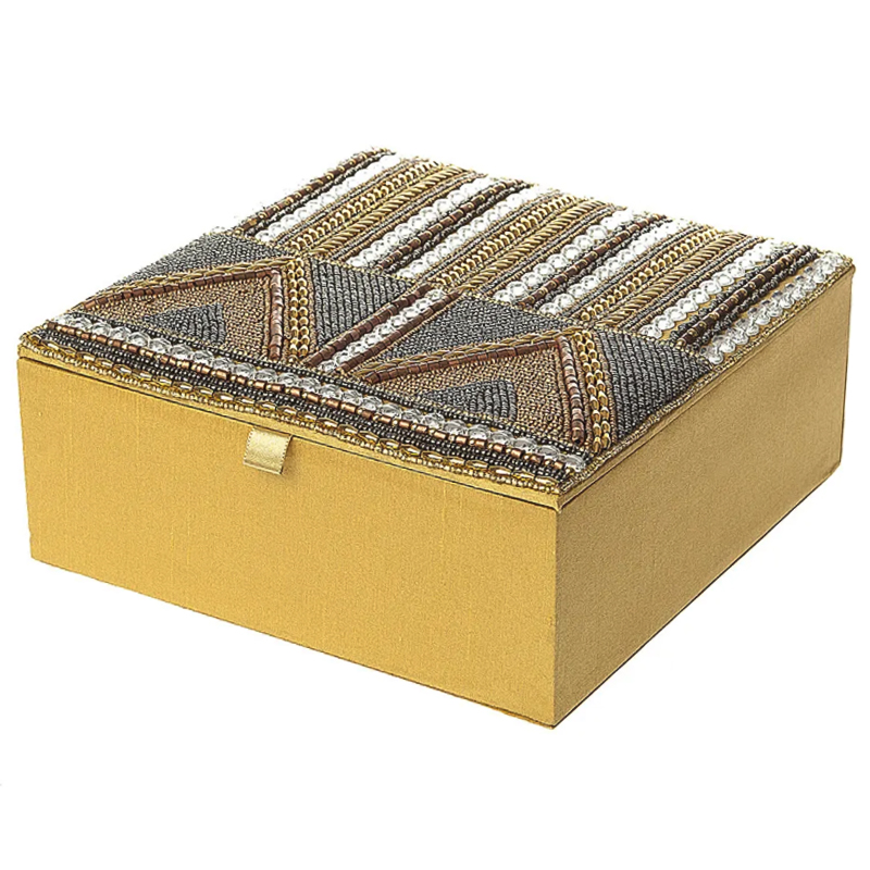Шкатулка с вышивкой из бисера Lixin Beads Embroidery Box Золотой Серебряный Коричневый Шкатулка с вышивкой из бисера Lixin Beads Embroidery Box Золотой Серебряный Коричневый в Волгограде | Loft Concept