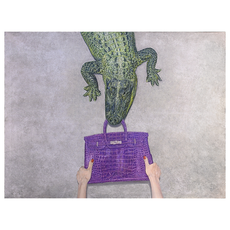 Картина Gator Birkin Hands Серый Фиолетовый Зеленый Красный в Волгограде | Loft Concept 