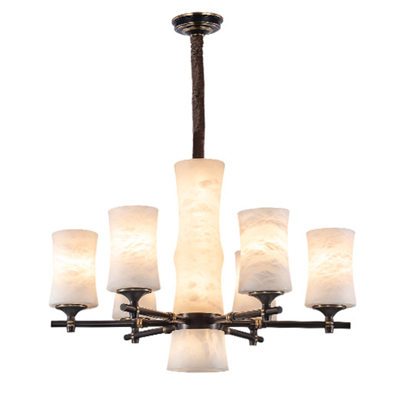 Дизайнерская люстра 6 плафонов из натурального мрамора Marble Shades Chandelier Золотой Коричневый Дизайнерская люстра 6 плафонов из натурального мрамора Marble Shades Chandelier Золотой Коричневый в Волгограде | Loft Concept
