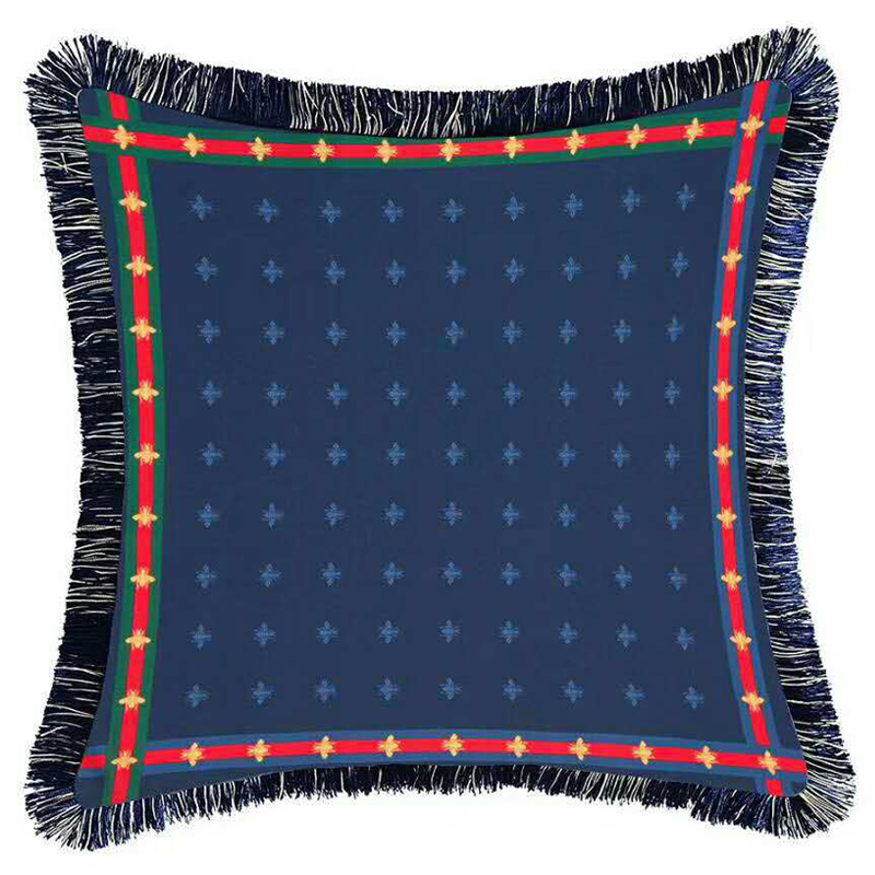 Декоративная подушка Cтиль Gucci Bee Pattern Blue Синий Декоративная подушка Cтиль Gucci Bee Pattern Blue Синий в Волгограде | Loft Concept