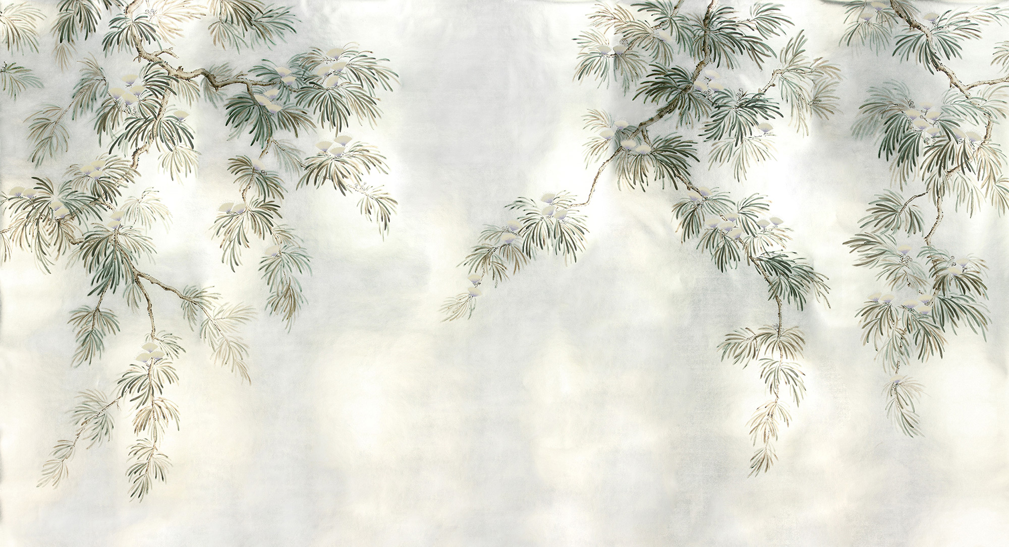 Обои ручная роспись Silk Tree Original colourway on White Metal gilded paper Обои ручная роспись Silk Tree Original colourway on White Metal gilded paper - постер Loft-Concept в Волгограде