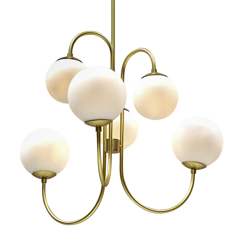 Люстра Gooseneck Pelle Gold Chandelier Белый Золотой Люстра Gooseneck Pelle Gold Chandelier Белый Золотой в Волгограде | Loft Concept