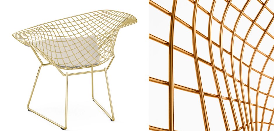 Кресло Bertoia Diamond Chair Gold Кресло Bertoia Diamond Chair Gold - Loft-Concept в Волгограде