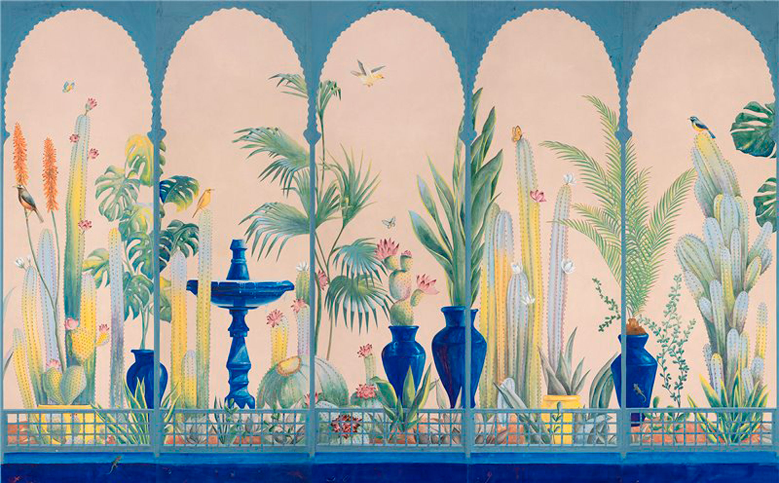 Обои ручная роспись Jardin Marrakech Majorelle on painted Xuan paper - постер Loft-Concept в Волгограде
