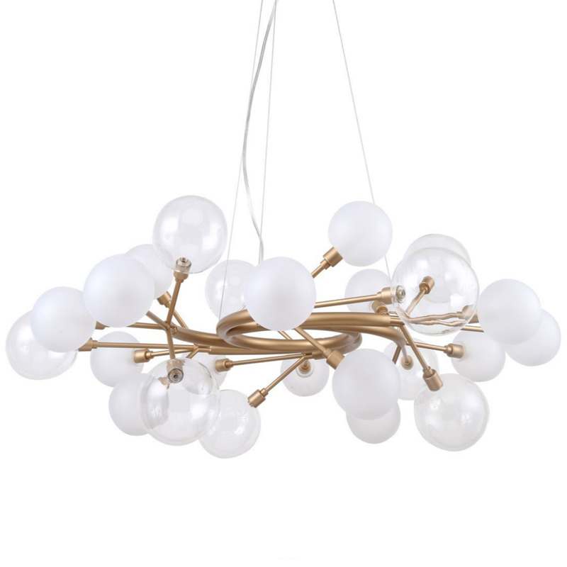 Люстра Berries Chandelier White 85 матовое золото Прозрачный Прозрачный белый Люстра Berries Chandelier White 85 матовое золото Прозрачный Прозрачный белый в Волгограде | Loft Concept