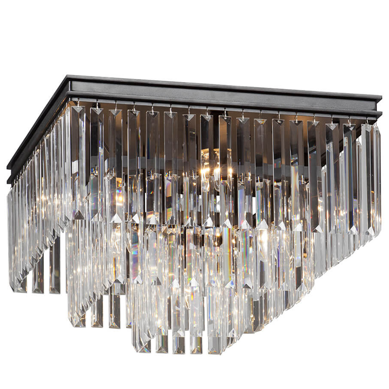 Потолочный светильник ODEON CLEAR GLASS 3-TIER 52 см Черный Потолочный светильник ODEON CLEAR GLASS 3-TIER 52 см Черный в Волгограде | Loft Concept
