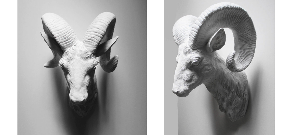 Голова барана - Белая с бронзовыми рогами - Loft-Concept в Волгограде