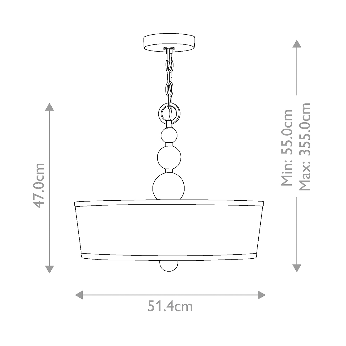 Люстра подвесная с белым тканевым цилиндрическим абажуром и декоративными шарами Hinkley в Волгограде