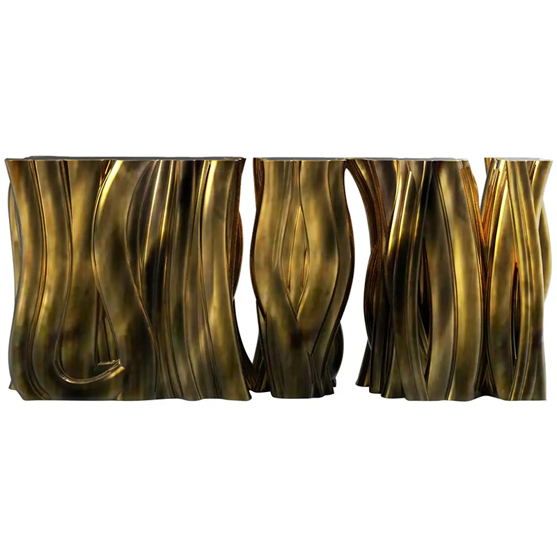 Консоль Модульная Monochrome Console Gold in Molded Fiberglass Золотой Консоль Модульная Monochrome Console Gold in Molded Fiberglass Золотой в Волгограде | Loft Concept