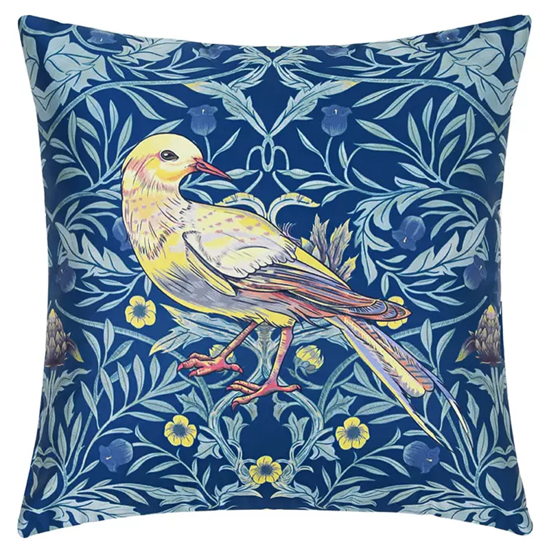 Декоративная подушка Bird and Flower Pattern Cushion Синий Мульти Декоративная подушка Bird and Flower Pattern Cushion Синий Мульти в Волгограде | Loft Concept