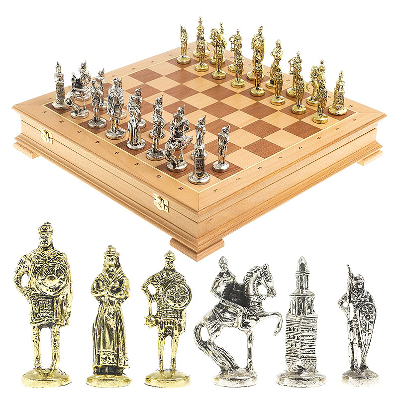 Шахматы металлические в ларце из натурального бука Decorative Thematic Chess Серебряный Золотой Коричневый Шахматы металлические в ларце из натурального бука Decorative Thematic Chess Серебряный Золотой Коричневый в Волгограде | Loft Concept