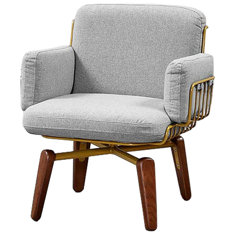 Кресло Frankie Armchair Светло-серый Коричневый Бронза Кресло Frankie Armchair Светло-серый Коричневый Бронза в Волгограде | Loft Concept