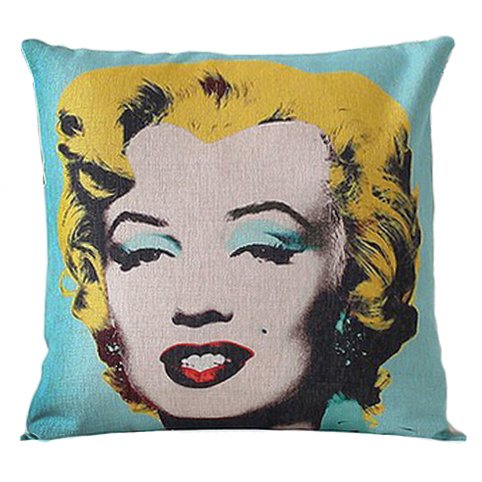 Декоративная подушка Marilyn Monroe Желтый Бирюзовый Декоративная подушка Marilyn Monroe Желтый Бирюзовый в Волгограде | Loft Concept