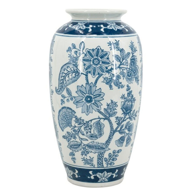 Ваза с синим цветочным орнаментом Blue & White Ornament Белый Синий Ваза с синим цветочным орнаментом Blue & White Ornament Белый Синий в Волгограде | Loft Concept