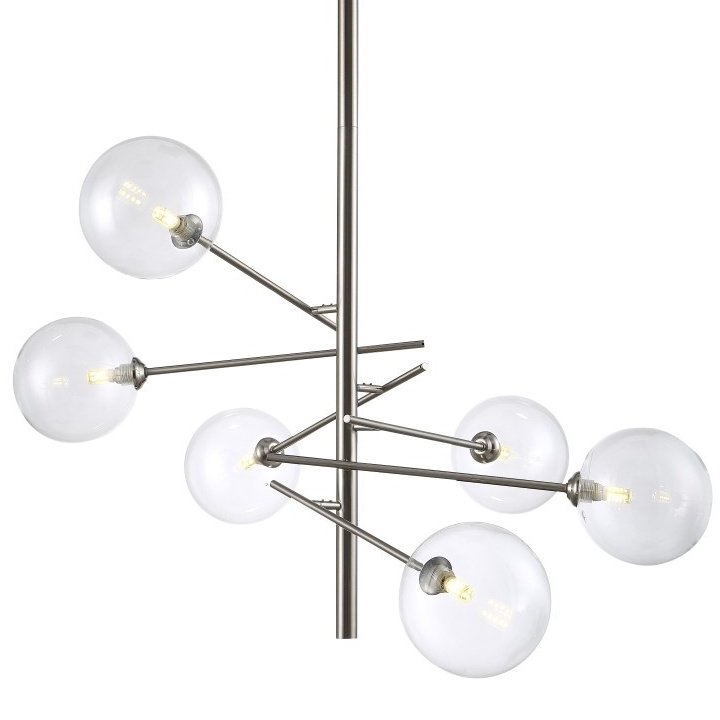 Люстра Gallotti & Radice Straight Nickel 6 Никель Прозрачное Стекло Люстра Gallotti & Radice Straight Nickel 6 Никель Прозрачное Стекло в Волгограде | Loft Concept
