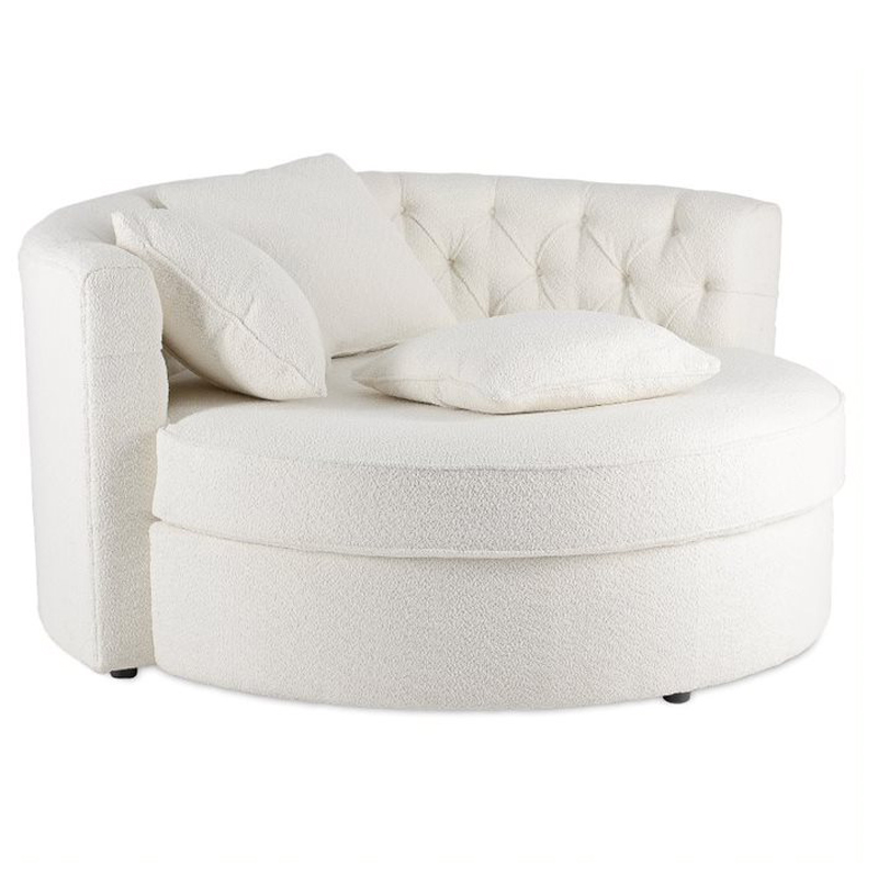 Кушетка круглая с обивкой из ткани букле Milky Boucle Chair Белая Молочный Кушетка круглая с обивкой из ткани букле Milky Boucle Chair Белая Молочный в Волгограде | Loft Concept