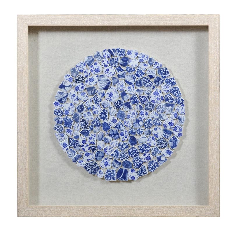 Панно Blue and White Mosaic circle Белый Синий Бежевый Панно Blue and White Mosaic circle Белый Синий Бежевый в Волгограде | Loft Concept