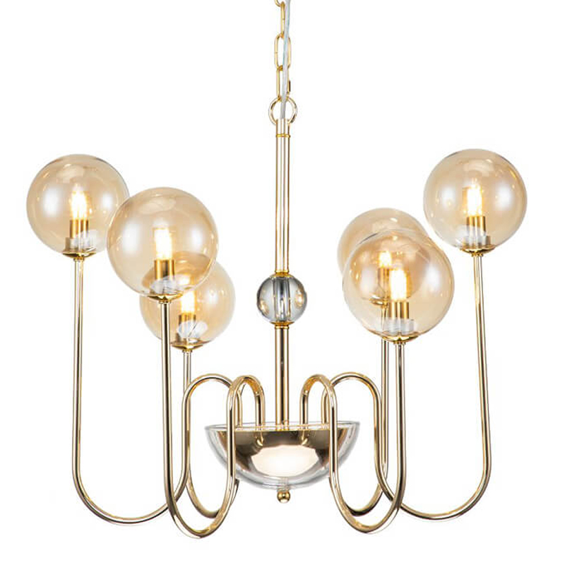 Люстра Sheiry Glass Ball Chandelier 6 Глянцевое золото Янтарный Люстра Sheiry Glass Ball Chandelier 6 Глянцевое золото Янтарный в Волгограде | Loft Concept