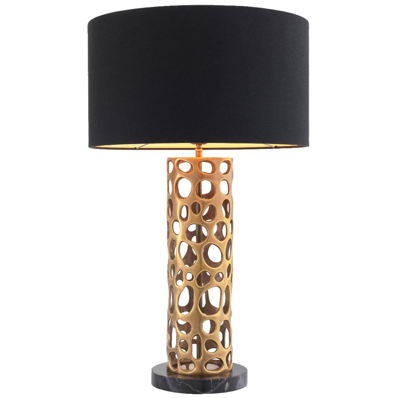 Настольная лампа Eichholtz Table Lamp Dix Brass Черный Винтажная латунь Черный Мрамор Nero Золотой в Волгограде | Loft Concept 